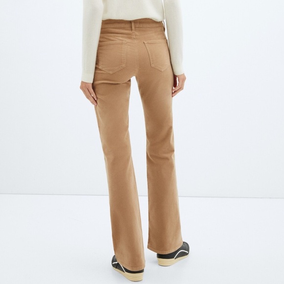 MANGO - Women’s Mid-Rise Corduroy Flared Trousers/ Pants - Tan - Size 1 - Picture 2 of 7